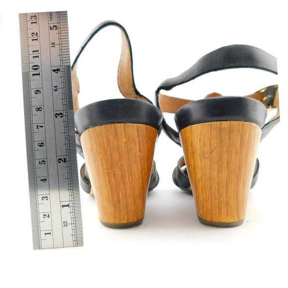 CLARKS ARTISAN Black Leather Wedge Sandals 10 - Picture 6 of 7